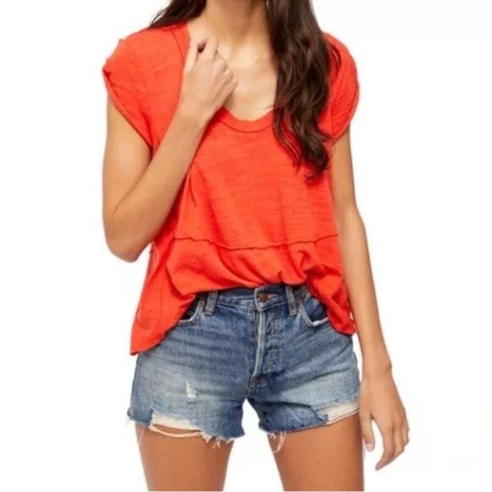 FREE PEOPLE Sweetness Tee Orange Size Large